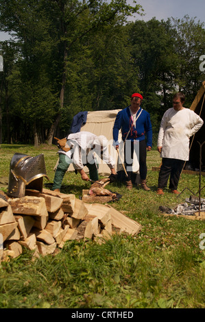 Chevaliers teutoniques gammon porc cuisiniers Banque D'Images