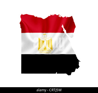 Carte de l'Egypte avec waving flag isolated on white Banque D'Images