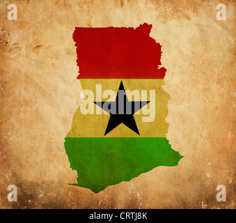 Vintage carte du Ghana sur grunge paper Banque D'Images