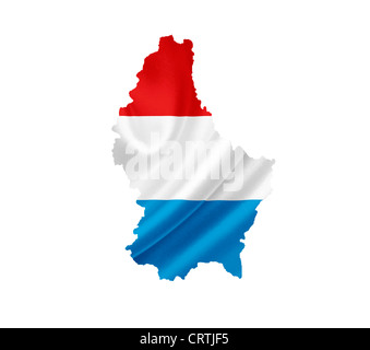 Plan de Luxembourg avec waving flag isolated on white Banque D'Images