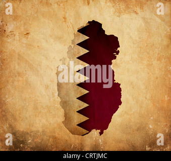 Carte Vintage du Qatar sur grunge paper Banque D'Images