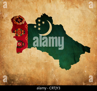 Carte du Turkménistan sur Vintage grunge paper Banque D'Images