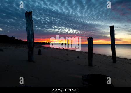 Coucher du soleil à Cowes, Phillip Island Australie Victoria Beach Banque D'Images