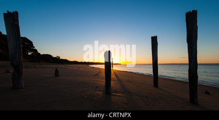 Coucher du soleil à Cowes, Phillip Island Australie Victoria Beach Banque D'Images