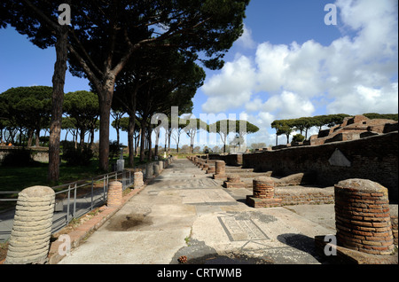 Italie, Rome, Ostia Antica, Piazzale delle Corporazioni, mosaïques Banque D'Images