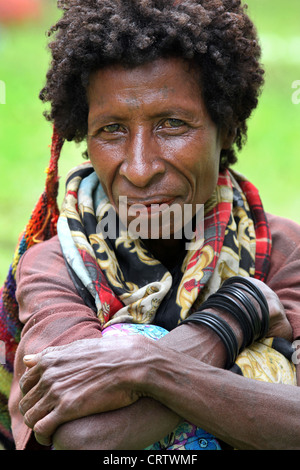 Portrait d'une femme de la région des Highlands de Papouasie-Nouvelle-Guinée Banque D'Images