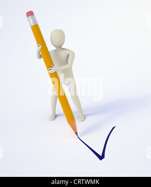 Cg character holding un crayon. Banque D'Images