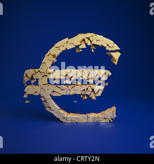 Symbole de l'euro cramles dans un tas de ruble Banque D'Images