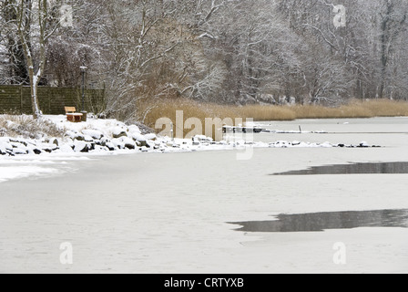 Paysage d'hiver à la Schlei près de Sieseby Banque D'Images