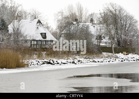 Paysage d'hiver à la Schlei près de Sieseby Banque D'Images