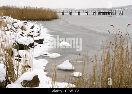 Paysage d'hiver à la Schlei près de Sieseby Banque D'Images