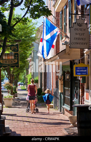 Boutiques sur le Delaware Street, Historic New Castle, Delaware Banque D'Images