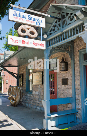 Julius Sturgis bretzel boulangerie, le premier d'Amérique du bretzel bouilloire, comté de Lancaster, Pennsylvanie Banque D'Images