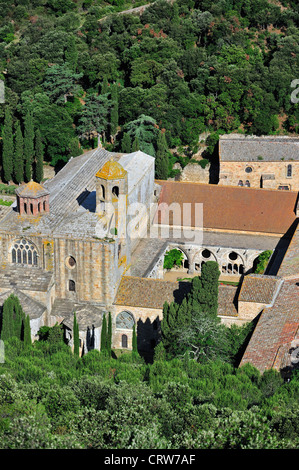 Abbaye de Fontfroide / abbaye Sainte-Marie de Fontfroide, ancien monastère cistercien, Languedoc, Aquitaine, Pyrénées, France Banque D'Images