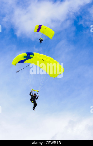 Deux parachutistes de l'équipe des oies sauvages viennent dans à la terre Banque D'Images