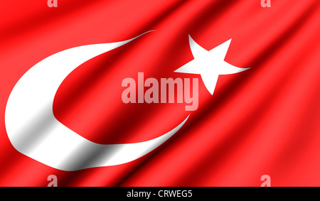 Drapeau de la Turquie. Close up. Vue de face. Banque D'Images