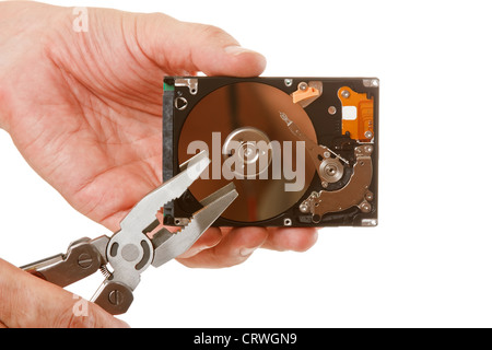 Ouvrez le disque dur en main Banque D'Images