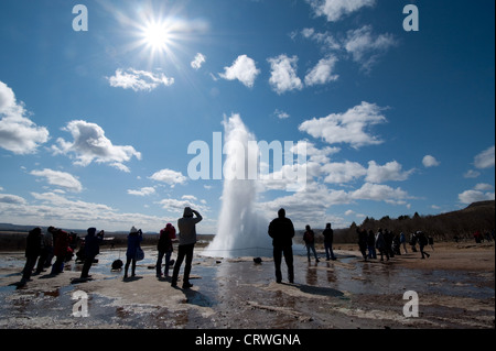 Strokkur, Geysir, Islande, SW de Haukadalur Banque D'Images