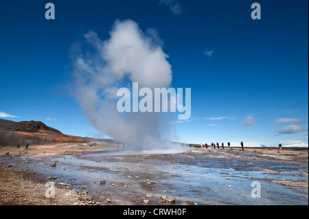 Strokkur, Geysir, Islande, SW de Haukadalur Banque D'Images