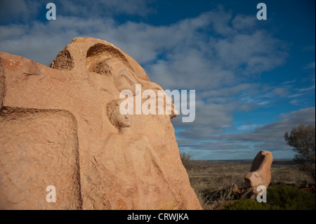 Détails du site Sculpture désert vivant, une exposition d'art à ciel ouvert mis en place dans l'Outback de Broken Hill, New South Wales Banque D'Images