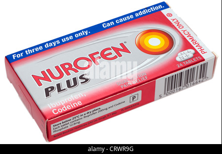 Sachet de 24 Nurofen plus comprimés de codéine et d'ibuprofène Banque D'Images