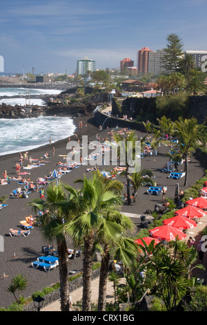 Playa del Jardin, Puerto de la Cruz, dans le nord de Tenerife, Espagne Banque D'Images