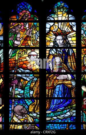 Liège, Belgique. Cathedrale St Paul. Vitrail. Banque D'Images