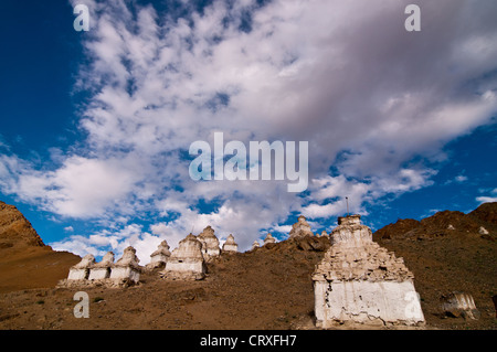 La forêt de Stupa à Leh avec un ciel bleu au-dessus. Banque D'Images