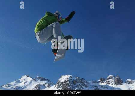 Les planchistes sur les pentes du sommet Nair en Saint-moritz Banque D'Images