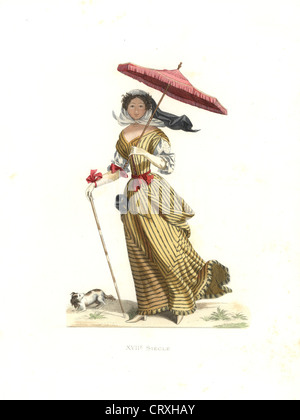 Femme dans des vêtements d'été, en France, 17e siècle, de l'imprimé par Jean de Saint-Jean. Banque D'Images