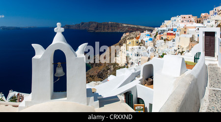 Santorin, Oia, Vue Panoramique Banque D'Images