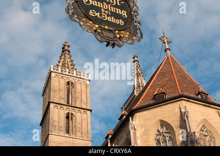 Église luthérienne de Jakob (Jacques) à Rothenburg ob der Tauber, Bavière, Allemagne Banque D'Images