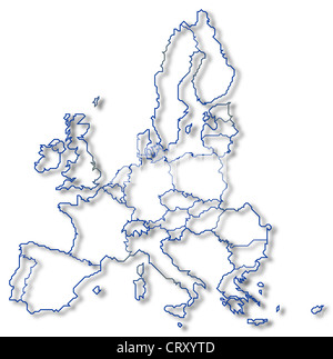 Carte politique de l'Union européenne avec plusieurs États où la Malte est en surbrillance. Banque D'Images