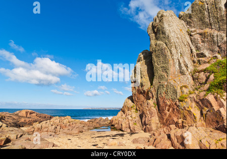 Corbiere point St Ouens bay beach Jersey Channel Islands Îles Britanniques eu Europe Banque D'Images