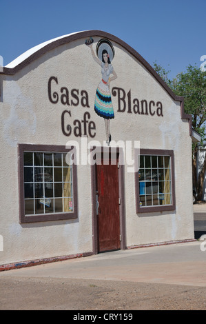 Winslow, Arizona, USA, ville située le long de la route historique 66 - Mexican cafe Casa Blanca Banque D'Images