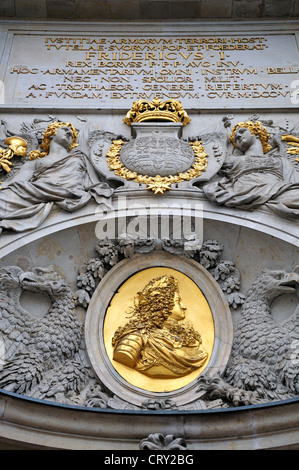 Berlin, Allemagne. Zeughaus (baroque - 1695-1706, Unter den Linden) ancien arsenal. Détail de la façade de Frédéric Ier Banque D'Images