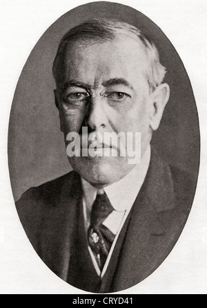 Thomas Woodrow Wilson, 1856 - 1924. 28e président des États-Unis d'Amérique. À partir de l'année 1919 illustré. Banque D'Images