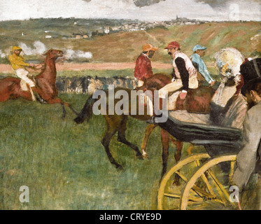 Edgar Degas l'Hippodrome Jockeys près d'un transport 1887 XIX e siècle Musée d'Orsay - France Banque D'Images