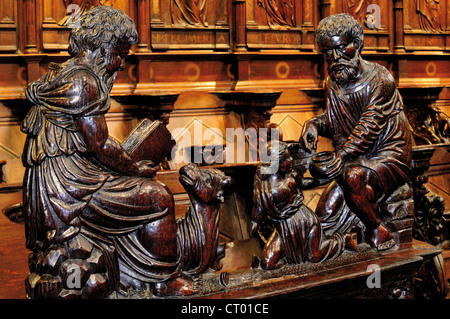 France, Midi-Pyrénées : Détail de la choeur gothique de la Cathédrale Notre Dame à Saint Bertrand de Comminges Banque D'Images