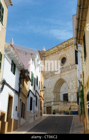 Entrée de Santa Eulàlia d'une belle église de style Baroque eglise reconstruite au 17e siècle Alaior menorca espagne Banque D'Images