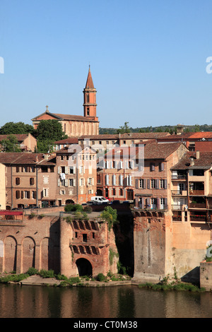 France, Midi-Pyrénées, Albi, Skyline, Tarn, Pont-Vieux, Banque D'Images