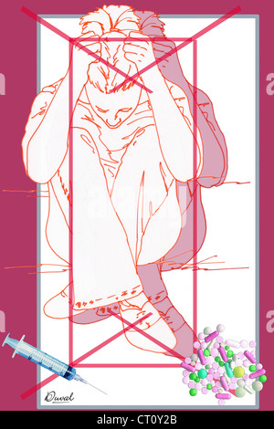 L'abus de drogues, l'HÉROÏNE DIMENSIONS Banque D'Images