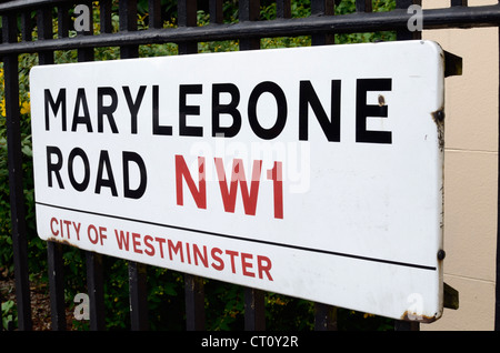 Marylebone Road NW1 street sign, City of Westminster, London, UK Banque D'Images