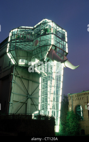 Hamm, de verre, de l'éléphant dans la maison tropicale Maximilianpark Banque D'Images