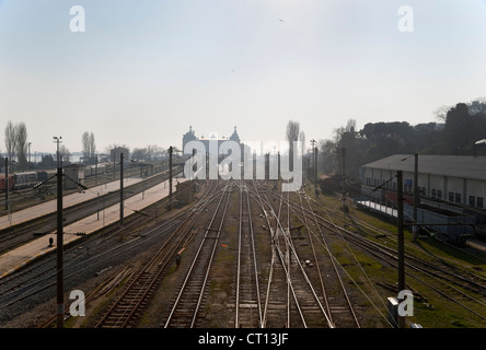Vue aérienne de la voie ferrée dans la cour Banque D'Images