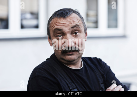 Close up of mans surpris face Banque D'Images