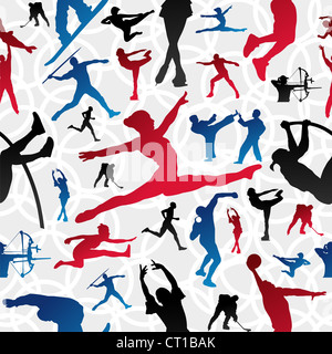 Sports figure silhouettes en action de fond transparent. Couches de fichier vectoriel pour une manipulation facile et de personnalisation. Banque D'Images