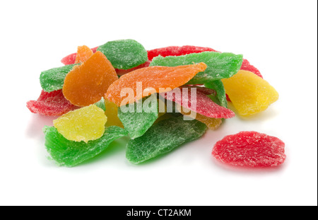 Fruits tropicaux confits isolated on white Banque D'Images