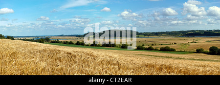 Une vue panoramique à partir de Petit Brécéan, Béganne, la France à le long de la Vilaine à Redon. Banque D'Images