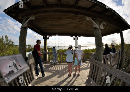 Vue grand angle du paysage de la Floride et du ciel au Pelican Island National Wildlife Refuge. Banque D'Images